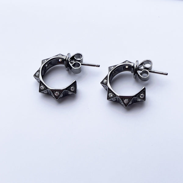 Ayla Mini Hoop Earrings Earrings Jagged Halo Gunmetal Gray 
