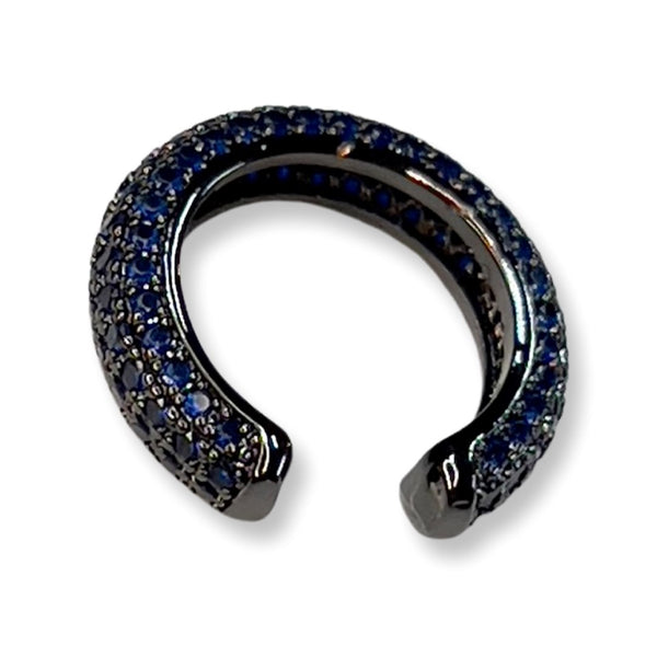 Pave Ear Cuff Ear Cuffs JHJ Sapphire Blue Black Gold Filled 