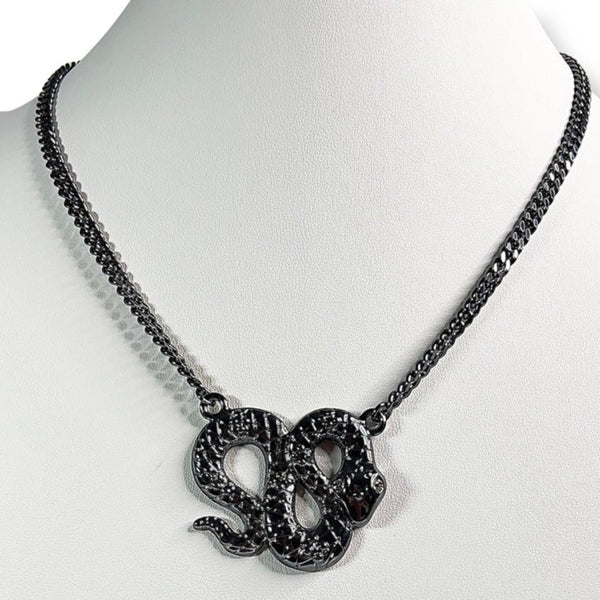 Serpent Necklace necklace Jagged Halo Jewelry Gunmetal Gray 