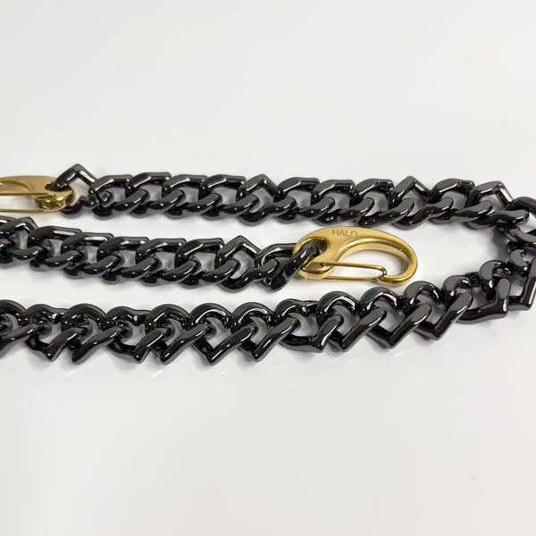 Shiv Chain Jagged Halo Jewelry Gunmetal Gray - 14K Yellow Gold Plated 