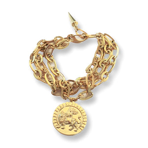 Lion Tamer Bracelet Jagged Halo Yellow Gold Plated 