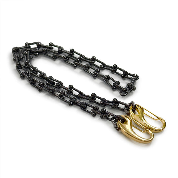 Sylvie Chain Jagged Halo Black Gold Plated - Yellow Gold Plated 